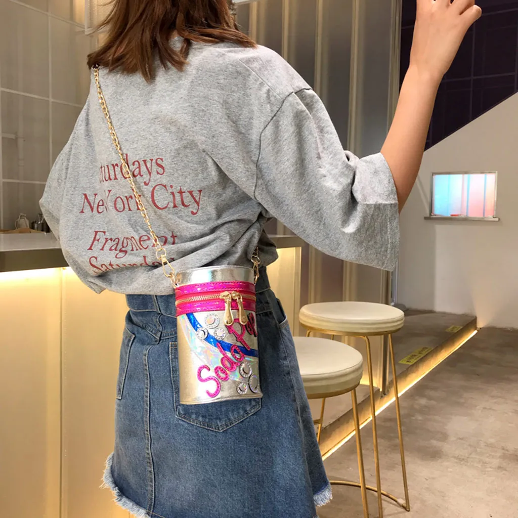 Женская сумка цилиндрическая индивидуальная забавная цепочка сумка-мессенджер