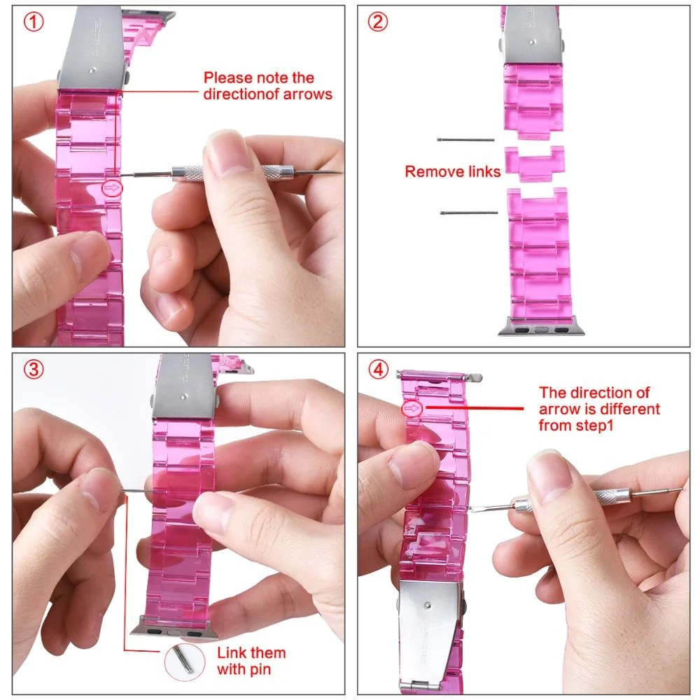 

Resin Watch strap for apple watch 6 5 4 band 42mm 38mm correa transparent steel for iwatch 6 series 5 4 3/2 watchband 44mm 40mm