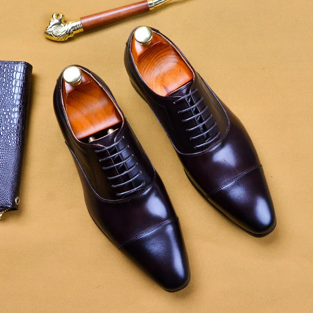 

Summer mens formal shoes genuine leather oxford shoes for men italian 2019 dress shoes wedding shoes laces leather brogues