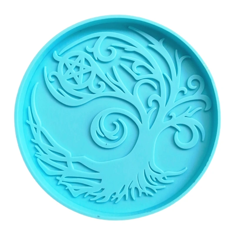 

DIY Crafts Magic Tree Coaster Epoxy Resin Mold Cup Mat Casting Silicone Mould 85LB
