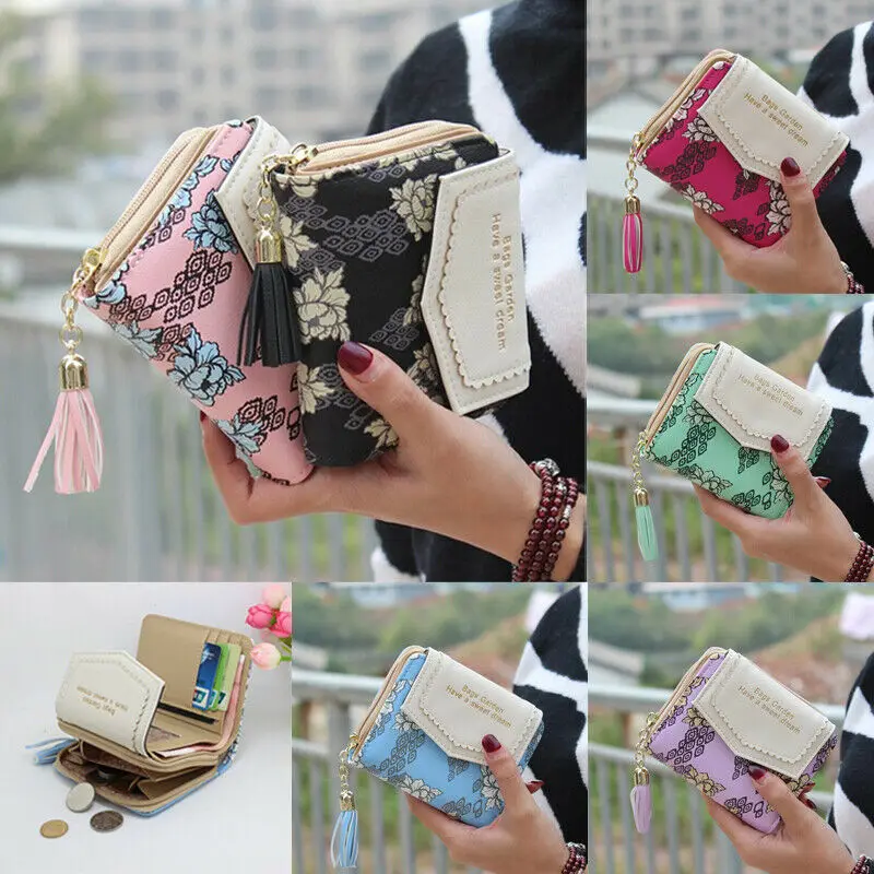 Модный женский кошелек кошельки держатель для карт монеты на молнии с кисточками