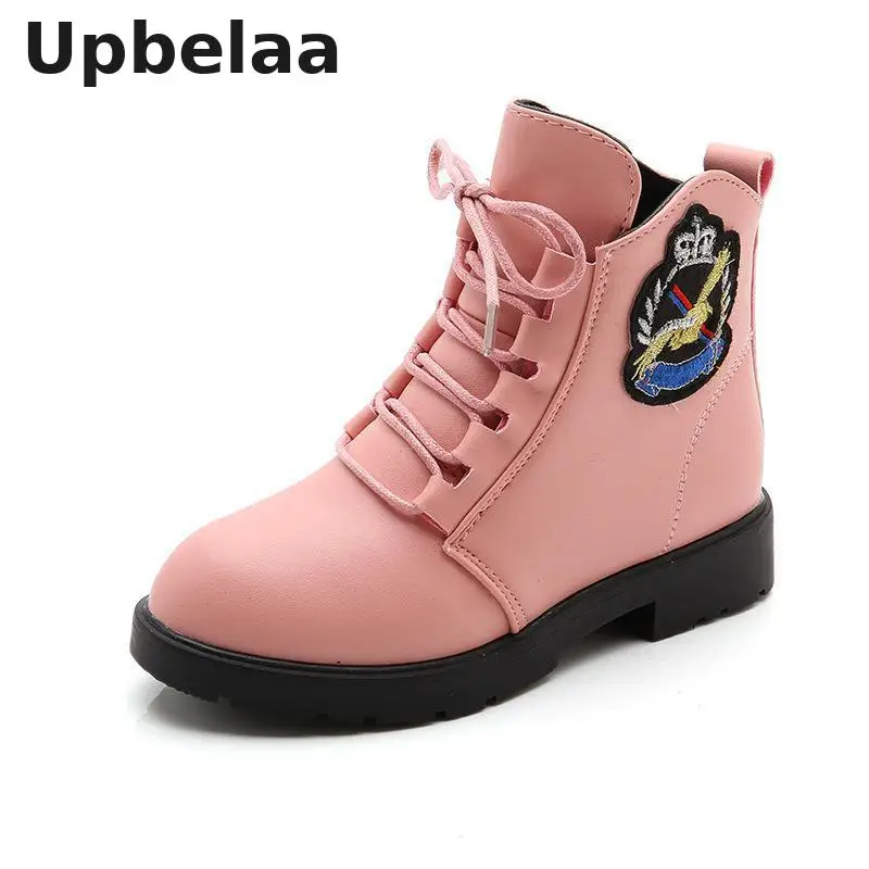 Autumn winter New Girl Martin Boots Shoes For Girls Children Warm Fashion PU Leather Waterproof Boots Kids Snow Boots Boys Shoes