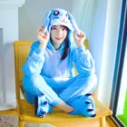 Женский костюм Кигуруми для взрослых, розовый, синий, кролик, пижама с мультяшным Кроликом, одежда для сна, домашняя одежда для девочек