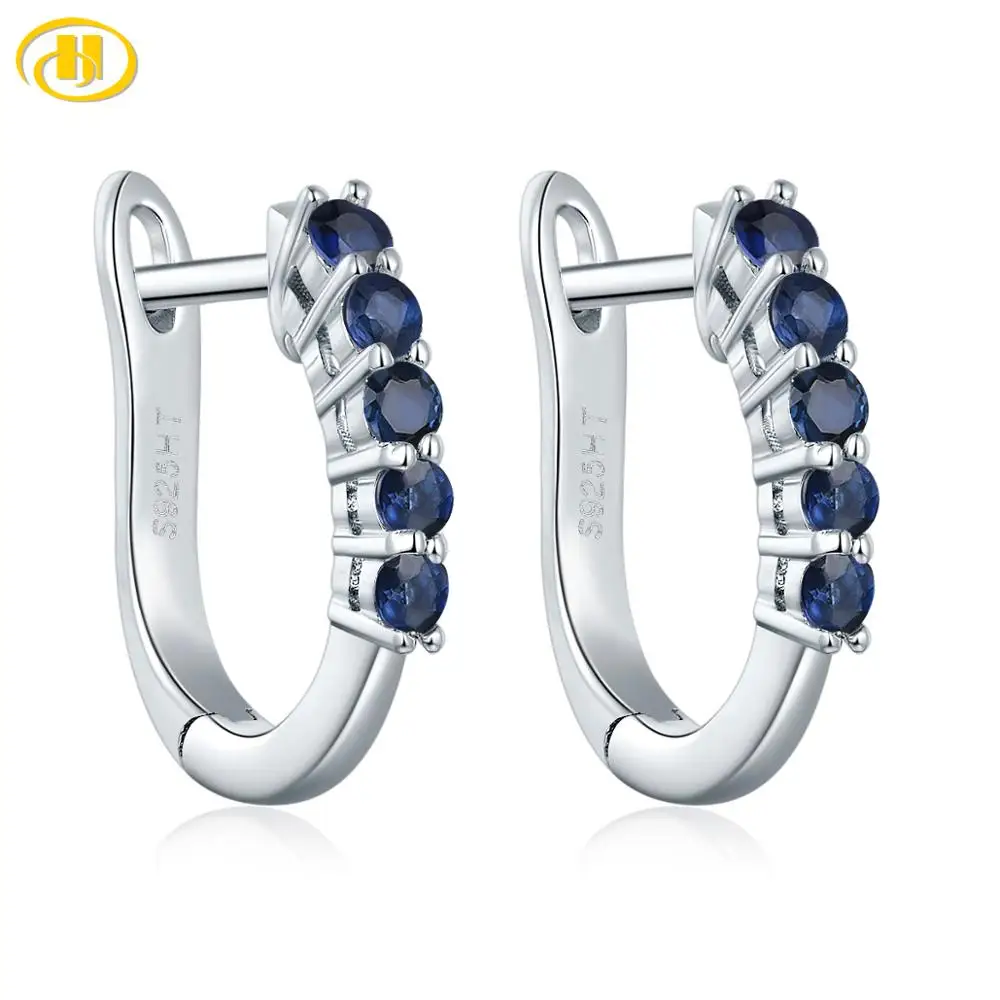 Женские серьги из серебра с драгоценным голубым сапфиром 0 4 карат | Украшения и
