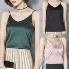 Топ женский Шелковый, пикантная рубашка с V-образным вырезом, укороченная футболка, Мягкая атласная майка, на лето