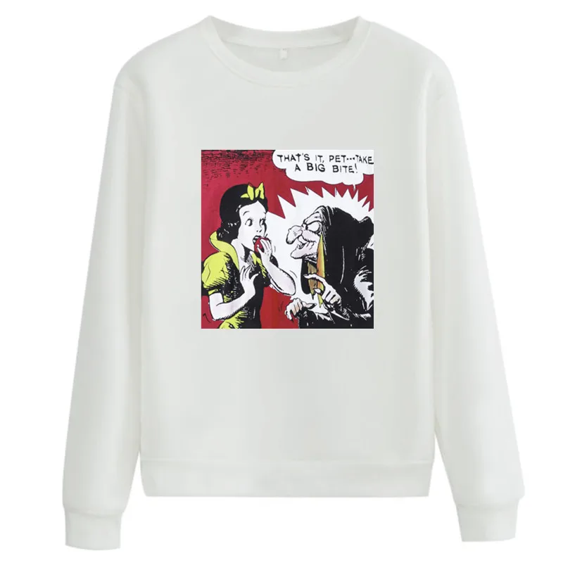 Disney Snow White and the Witch Anime Frauen Sweetshirts Autumn Winter 2021 Long Sleeve White Black Pullover Tops 90s Aesthetic
