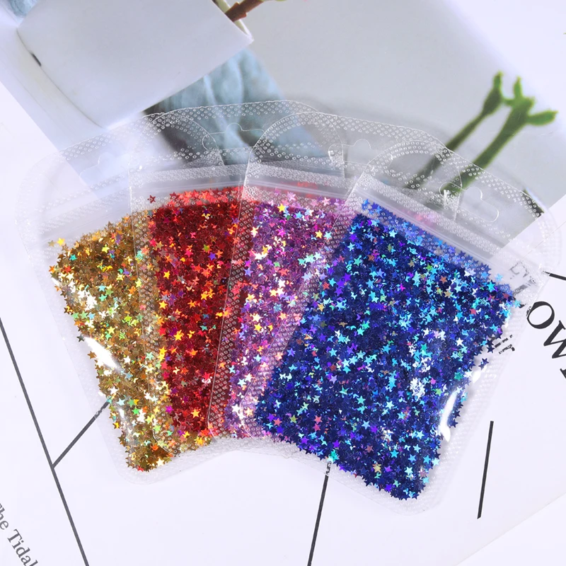 

4Pcs/Set Star Butterfly Nail Sequins Glitter Snowflake Powder Pigment Clolorful Nail Art Decoration