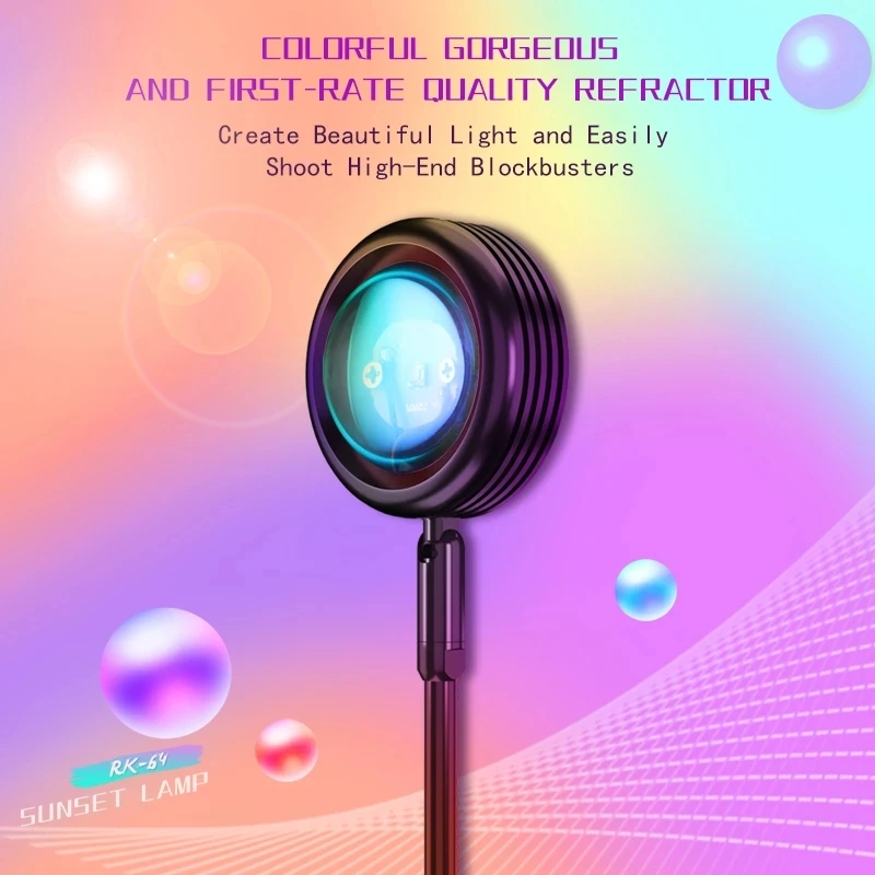 

USB Sunset Rainbow Net Celebrity Live Fill Light Projection Lamp Colorful Sunset Light For Internet Celebrity Live Photography
