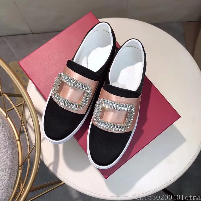 

Luxury Deisgn Crystal Women Casual Shoes Geninue Leather Slip On Flatsa Loafers Mixed Color Women Sneakers Comfortable Loafers