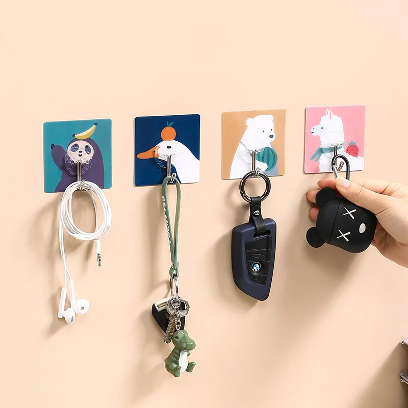 

StPowerful Viscose Sticking To The Wall and Door Rear Hook Free Punching Kitchen Bathroom Self-adhesive Load-bearing Hook