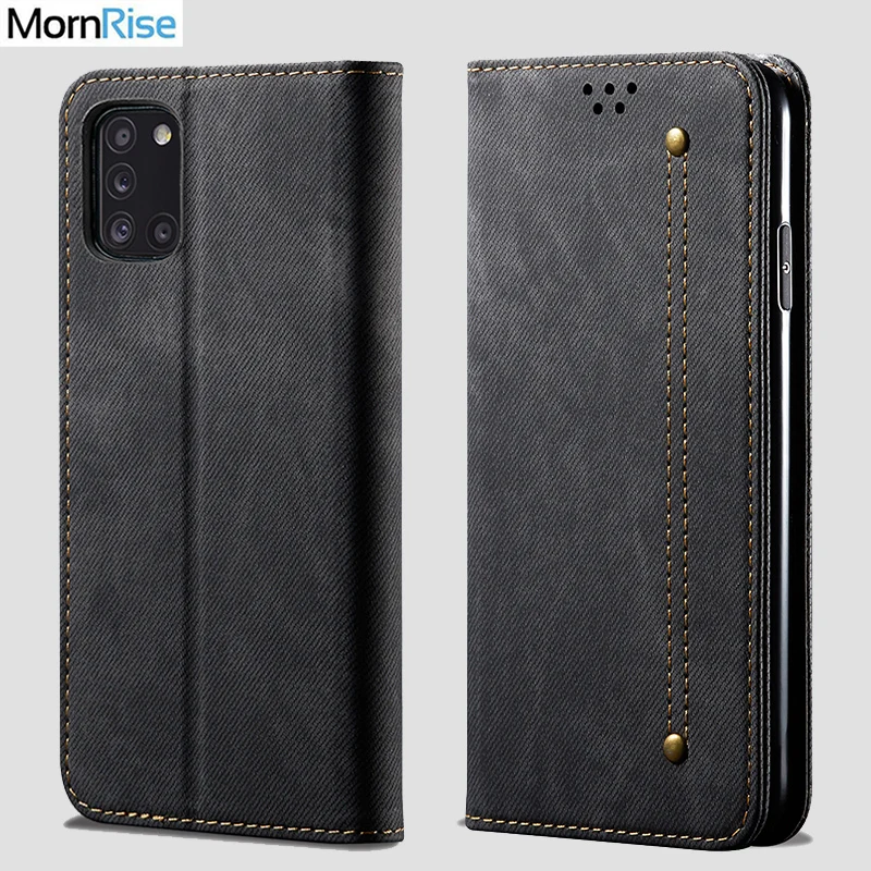 For Samsung Galaxy A31 Wallet Case Magnetic Book Folio Flip Cover Denim Leather Phone Bags Kickstand Card Holder | Мобильные