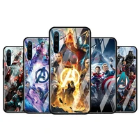 marvel avengers hero for xiaomi redmi k40 k30 k20 pro plus 9c 9a 9 8a 7 luxury shell tempered glass phone case cover