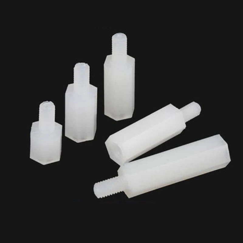 500 шт M3 шестигранный нейлоновый противостоящий столбец с плоской головкой