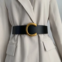 fashion new wide belt ladies belt big c double pin buckle all match coat down jacket jacket girdle matching dress wife gift2021