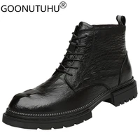 2021 winter mens ankle boots casual genuine leather black shoes male autumn army boot man plush tactical military boots for men