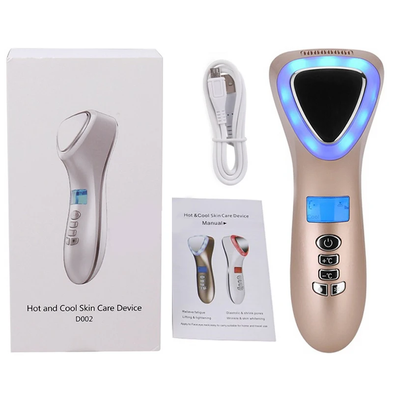 Электрический массажер для лица омоложение подтяжка кожи горячий и холодный