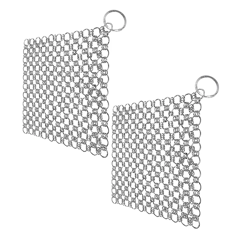 

Чугунный очиститель Chainmail, скребок, 2 упаковки, железная сковорода, скраб, щетка для предварительно приправленной кастрюли