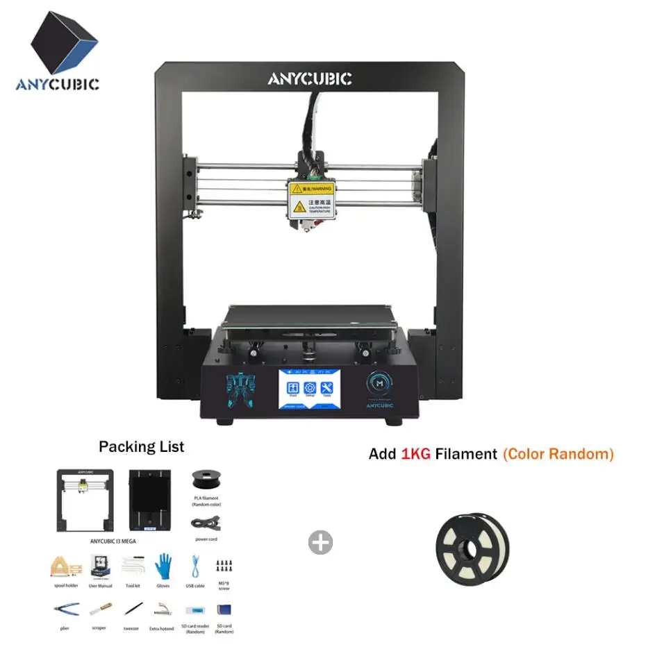 ANYCUBIC 3d принтер I3 Мега большого размера плюс металлический TFT сенсорный экран