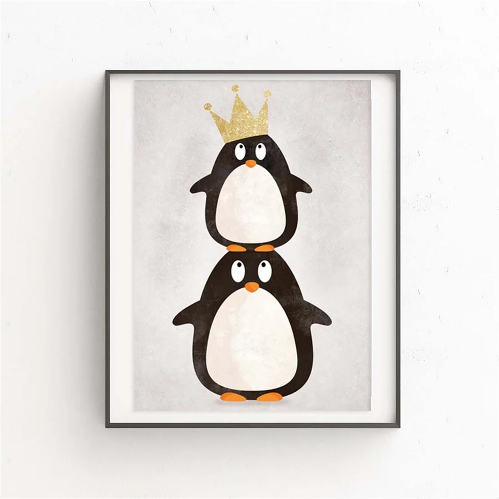 Мультяшное милое животное Безрамное живопись Скандинавское современное