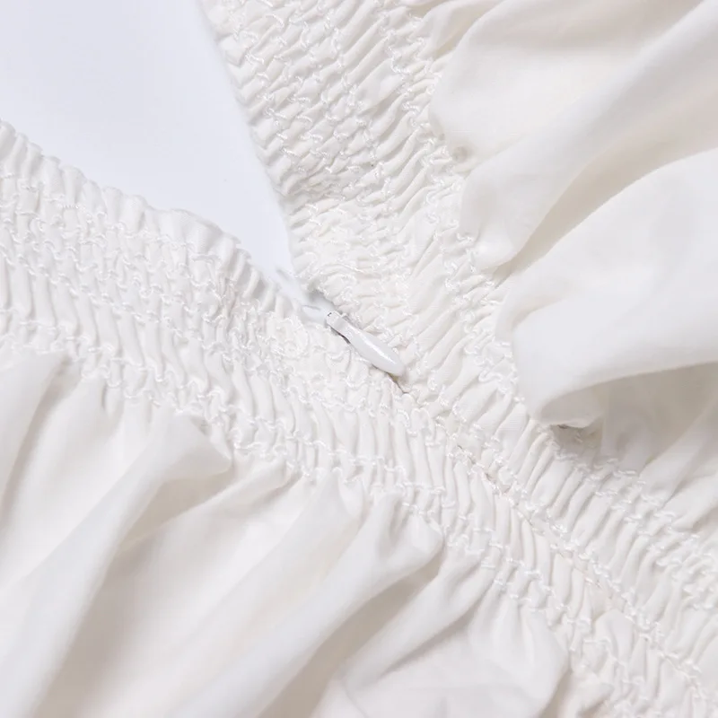 

TWOTWINSTYLE Patchwork Ruffle Women's Dresses V Neck Short Sleeve High Waist Ruched Maxi Dress Female 2020 Fashion Clothing Tide