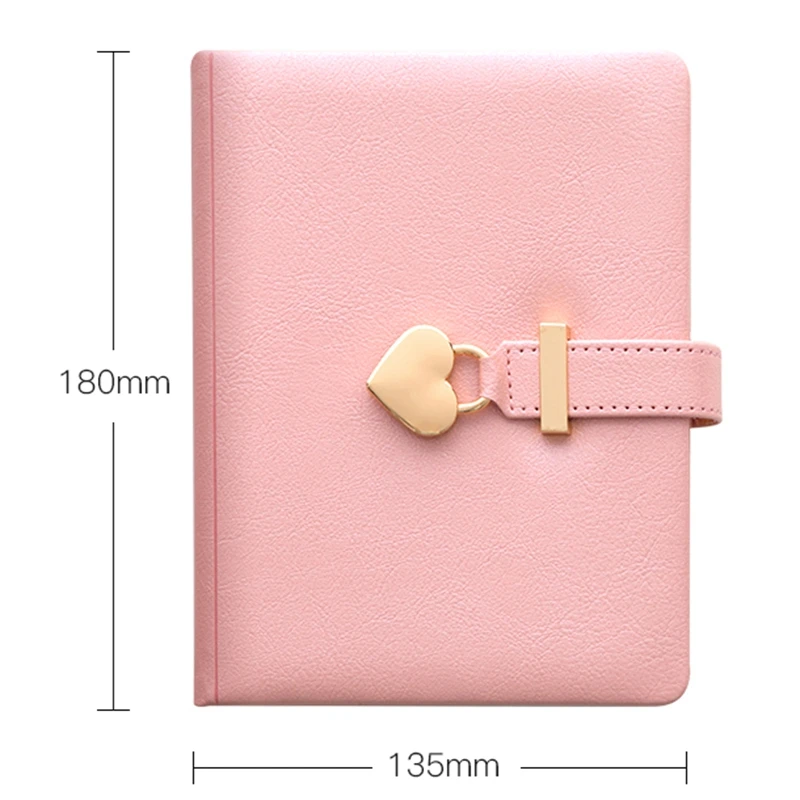 

Heart Shaped Combination Lock Diary with Key Personal Organizers Secret Notebook Gift for Girls and Women