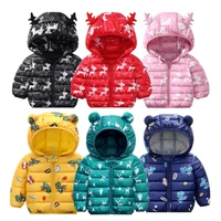 2021 christmas deer light korean jacket for girl coat with hoodies ear santa boys clothing 9 colours cartoon clothes children