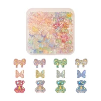 150pcslot ab color plated bear butterfly bowknot cute resin cabochons for jewelry headwear nail art decoration accessories