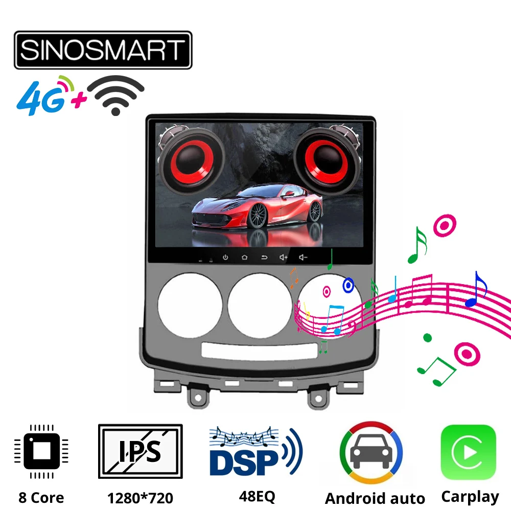 Sinosmart автомобильный радиоприемник с навигацией GPS для Mazda 5 Premacy 2004 2010 поддержка BOSE