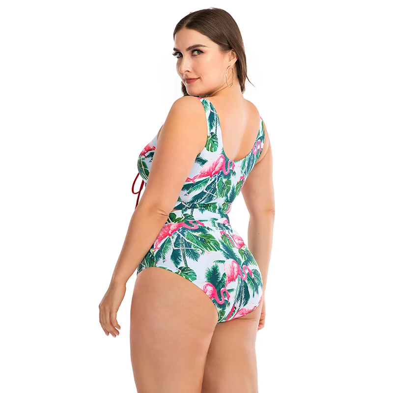 

2020 New Plus Size Bikini Set High Waist Swimsuit Women Plus Size Swimwear Print Flower Beach Bikini Set Female Bathing Suit 4XL