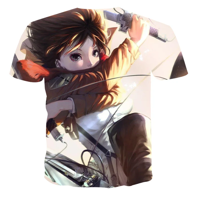 Летняя новая футболка японского аниме атакующий гигант модная с круглым вырезом