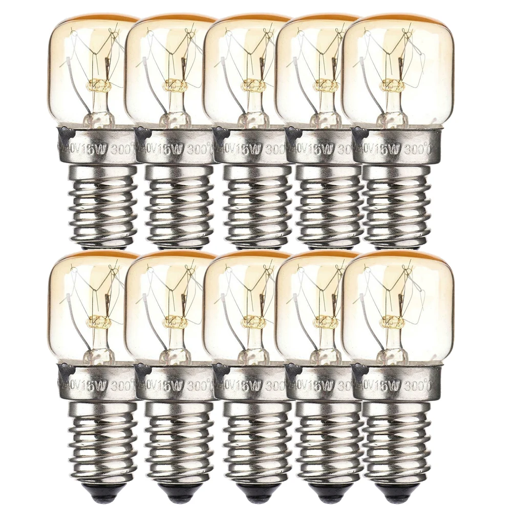 

10Pcs/set E14 15W Light Bulb For Oven Refrigerator Lamp Heat Resistant 300 Degree Celsius 220V ~ 240V Bulb