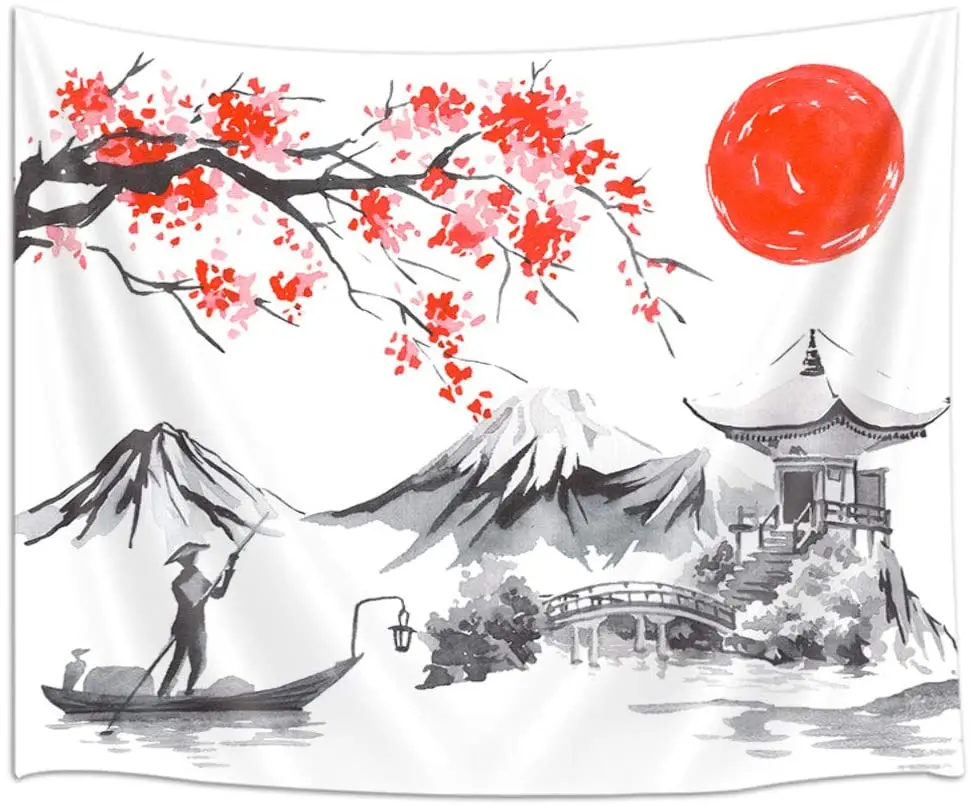 Японский гобелен из аниме с азиатскими цветами вишни художественный Декор для