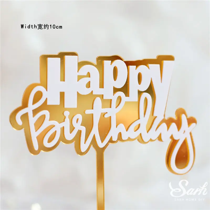 2pc birthday H 2 шт., золотой, черный, с надписью «Happy Birthday», «Oh Baby», крючок, топпер для торта, для выпечки, вечерние украшения, подарки на день Святого Валентина, юбилей, любовь - Цвет: 2pc birthday H