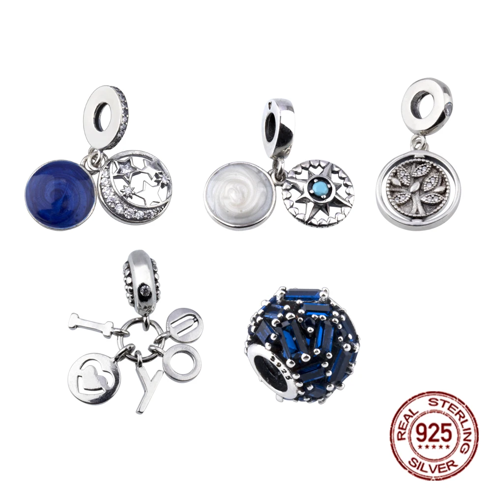 

2020 New 100% 925 Sterling Silver Pentagram, Flowers Beads Charm Fit Original Bracelets Women DIY Jewelry