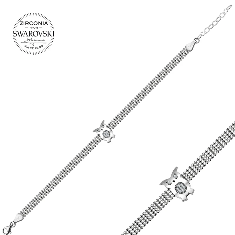 

Silverlina Silver Swarovski Zirconia Cubic Zirconia Owl Bracelet