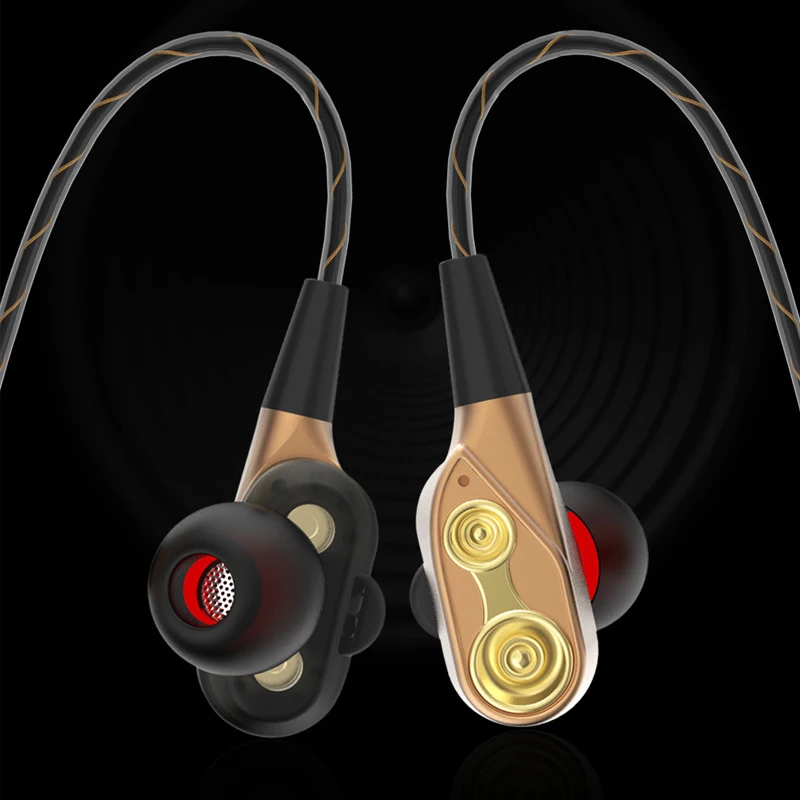 

Dual Driver Earphones Stereo Bass In-Ear Earbuds Game Music Headphones