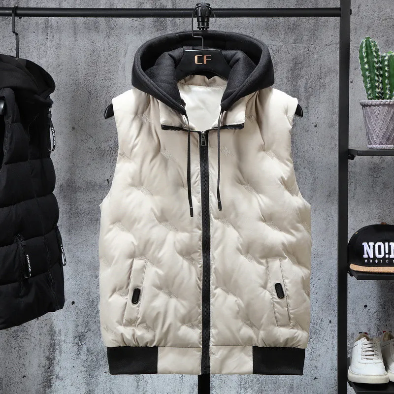 

Autumn Winter New Mens Warm Sleeveless Jacket Vest Winter Waistcoat Casual hoodie Outerwear Plus Size L-5XL