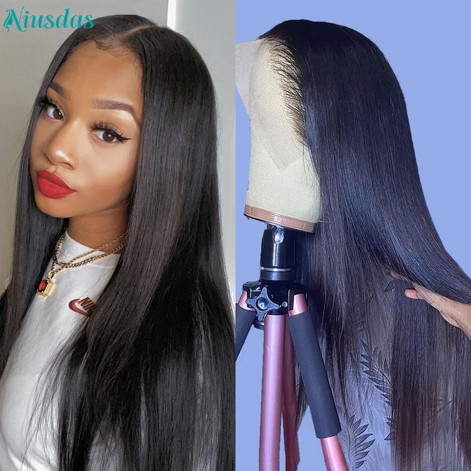 Straight Lace Front Wig 13x4 Transparent Lace Frontal Wigs for Women Human Hair Niusdas Human Hair Wigs 4x4 Closure Wig Non-Remy