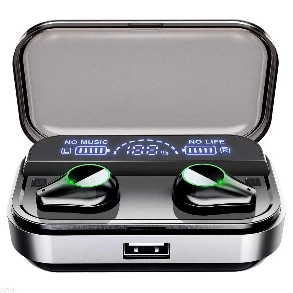 

Bluetooth V5.0 Earphone Stereo Wireless Earbuds IPX7 Waterproof Touch Headset 3500mAh LED Display Charging Case Bass Headphones