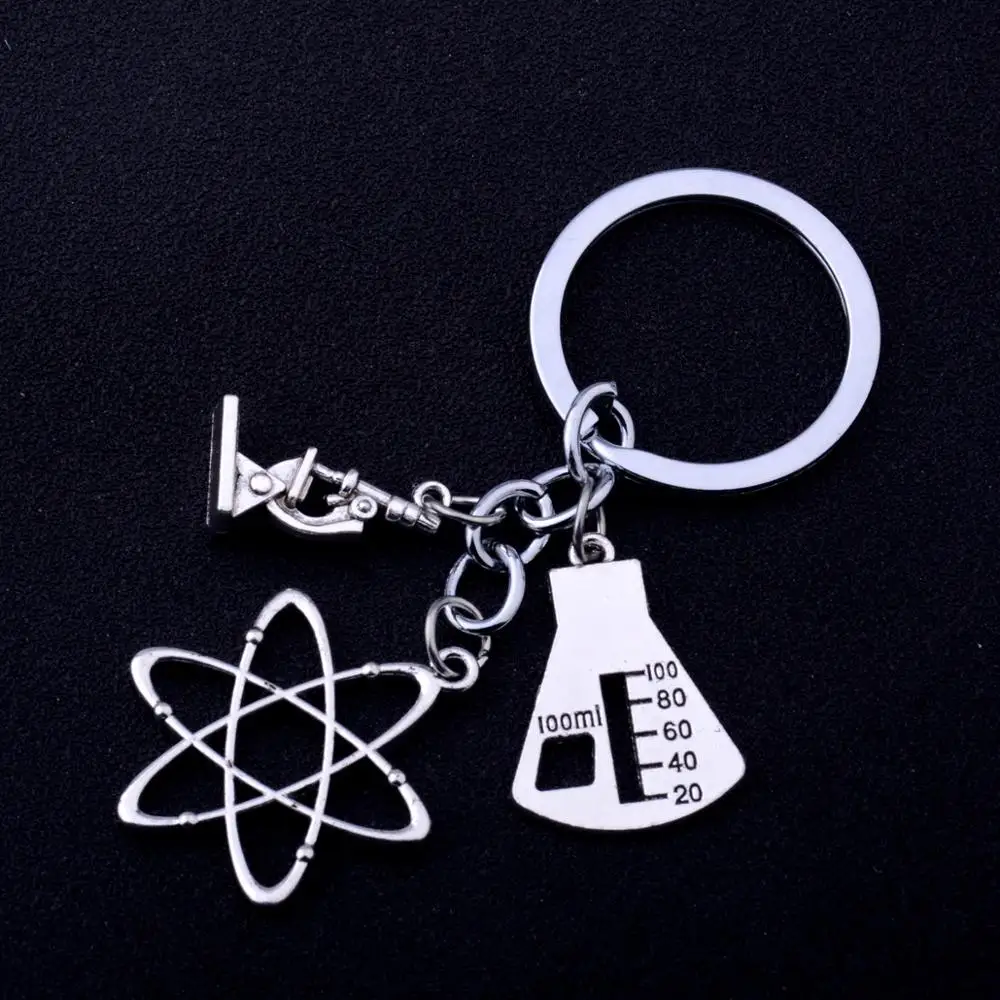 Брелок для ключей 12 шт. с изображением яблока микроскопа биологии химии мужчин и