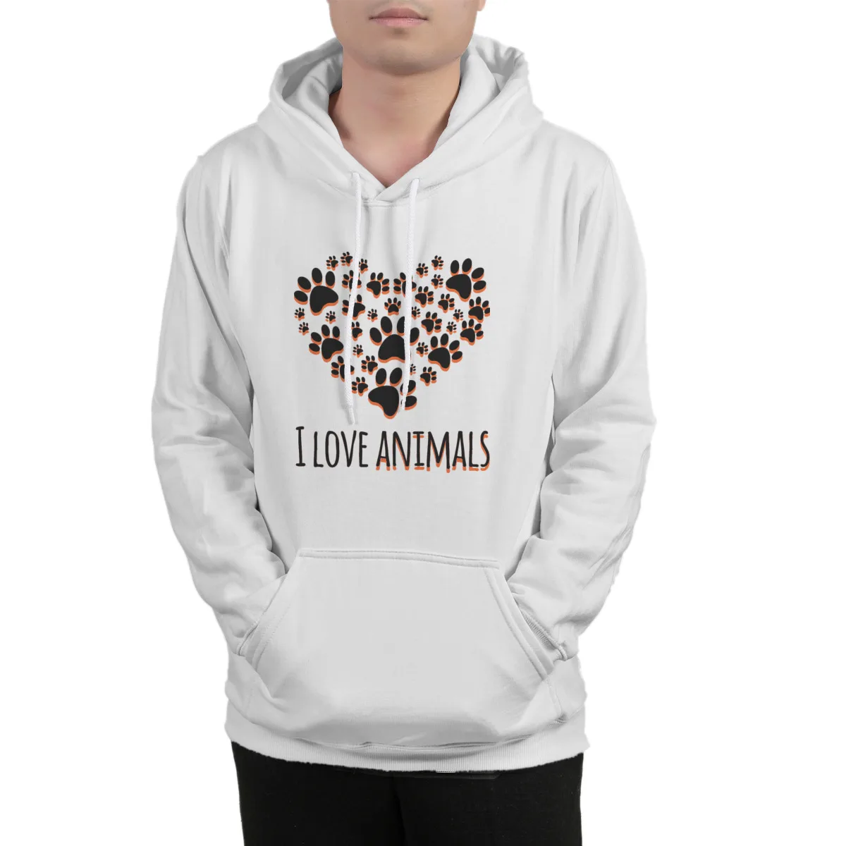 

Men's Hoodie I love Animals funFunny long Sleeve Anime autumn Hood Men Clothing 37181