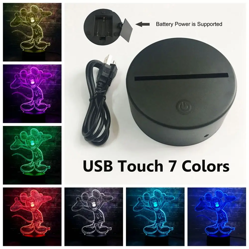 Touch 7 Color 3D мультфильм акриловый Микки Маус светодиодный детские электронные продукты декор комнаты Ночная Атмосфера настольная лампа 7 цветов изменить подарок для детей - Испускаемый цвет: Touch 7 Color