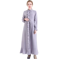 new muslim abaya dubai conservative womens gown fashion cardigan dress with wooden ears ethnic moroccan prayer dress long skirt