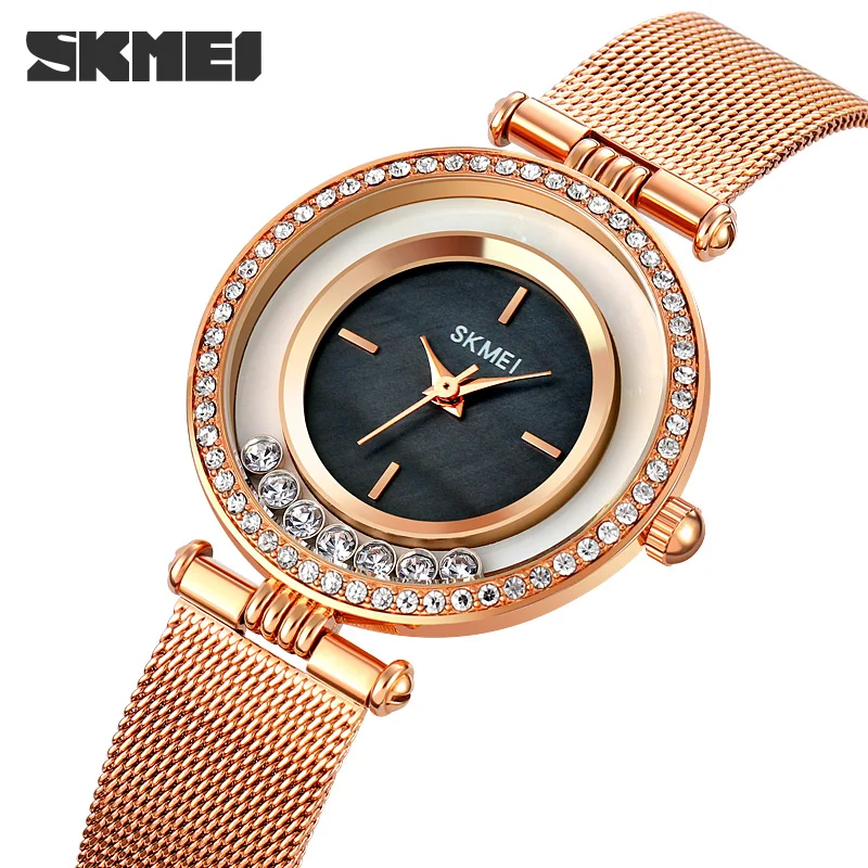 

ladies dress quartz watch fashion casual women's watches mesh belt crystal wristwatch simple dial quartz hour for gift 2021