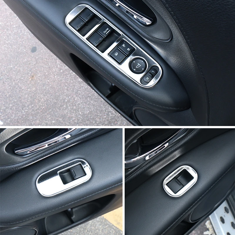 

4pcs Stainless Steel Car Door Window glass Lift Control Switch Panel For Honda HRV HR-V VezeL LHD 2014 2015 2016 2017