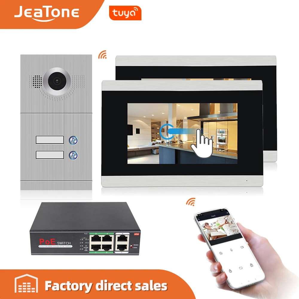 JeaTone 7 дюймовый Wi Fi IP видеодомофон система внутренней связи для 2 х этажных