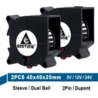 Вентилятор для 3D-принтера Gdstime, 40 мм, постоянный ток 5 В, 12 В, 24 В, 4 см, 40*20 мм, турбонагнетатель 4020, вентилятор охлаждения с шарикоподшипником 40x40x20 мм для 3D-принтера, 2 шт.