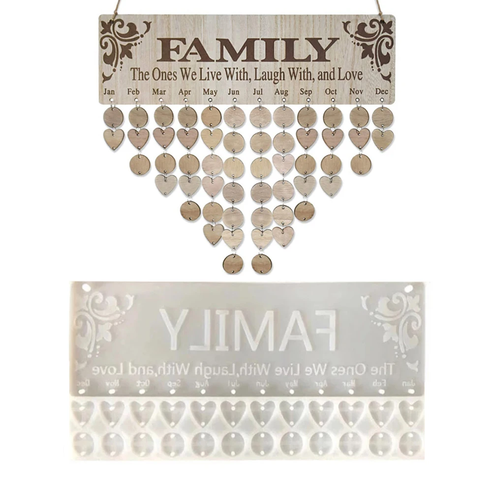 

1pcs DIY Family Birthday Reminder Calendar Board Resin Silicone Mould Crafts Decorations Ornaments Casting Tools