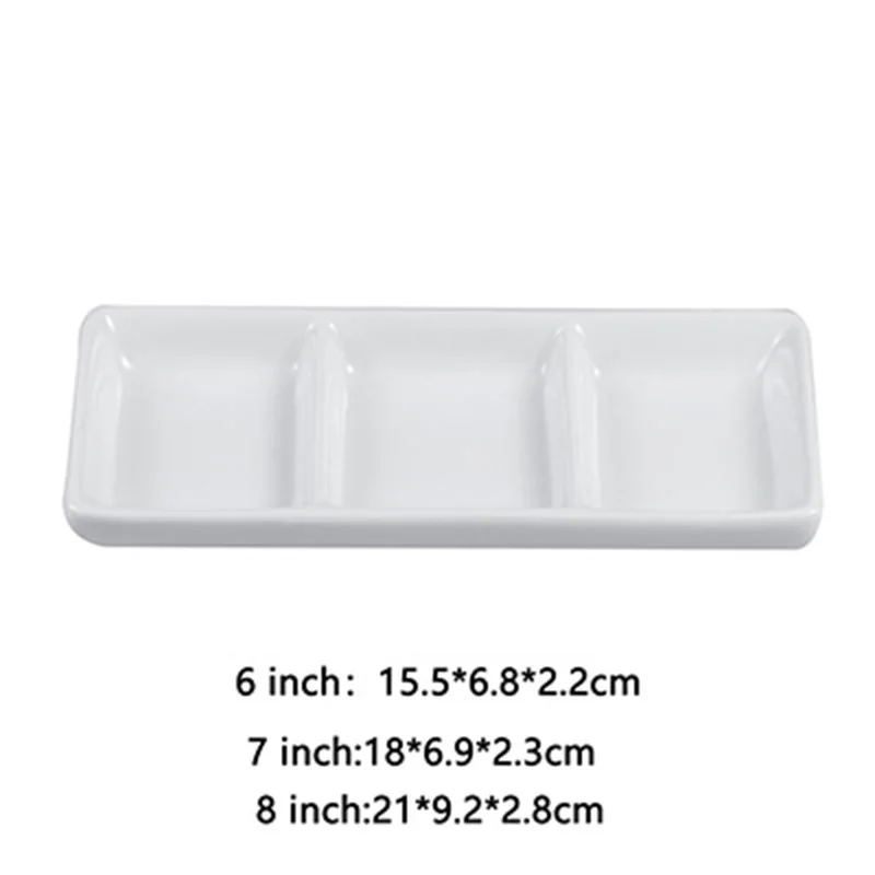 

Three Grid Sauce Dish Household Seasoning Small Dish Multifunctional Ceramic Pot Snack Nut Plate Set High Quality Storage Tray