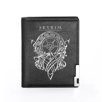 men wallet leather skyrim symbol printing billfold slim credit cardid holders inserts money bag male pocket short purses